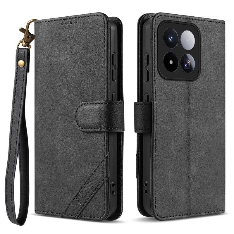 AZNS A2 für Xiaomi 17 Max Ledertasche mit Handschlaufe, RFID-Schutz, Brieftasche, Ständer, Handyhülle - Schwarz