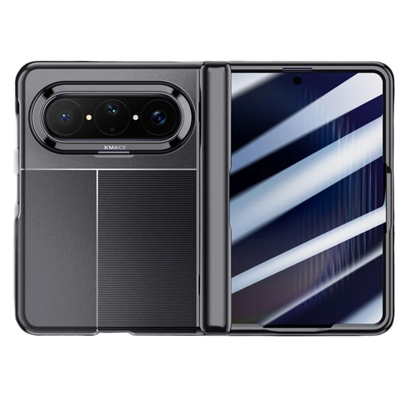 For Huawei Pura X Max Case AG Matte Foldable Phone Cover with Anti-spy Screen Protector - Black