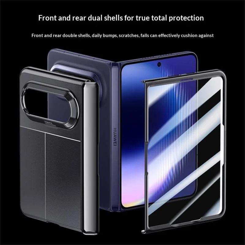 For Huawei Pura X Max Case AG Matte Foldable Phone Cover with Anti-spy Screen Protector - Black