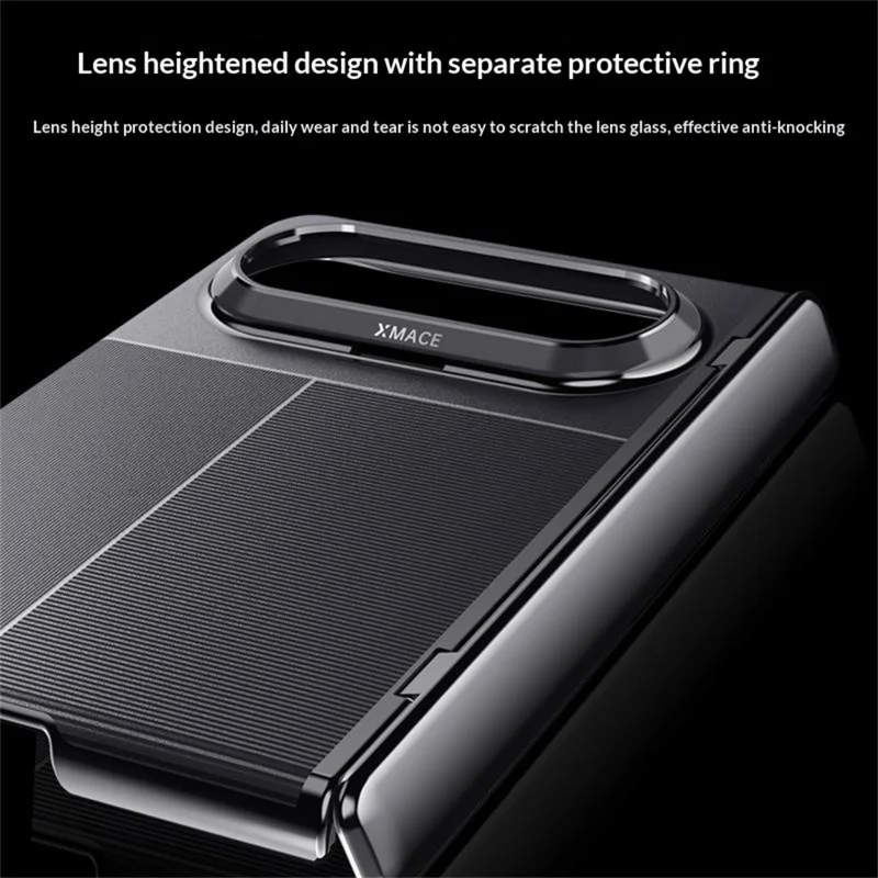 For Huawei Pura X Max Case AG Matte Foldable Phone Cover with Anti-spy Screen Protector - Black