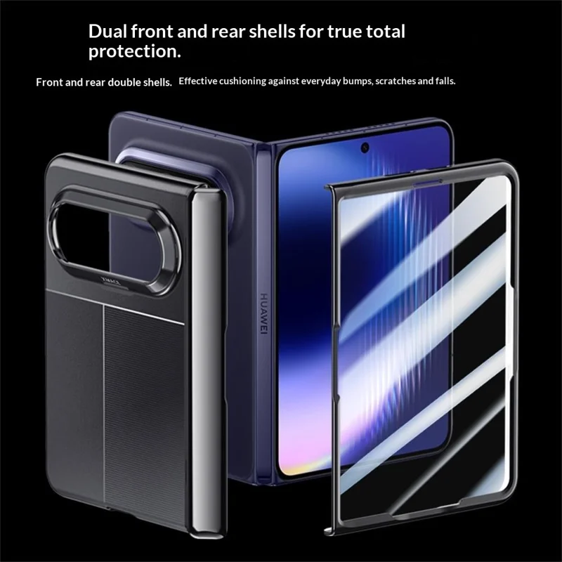 For Huawei Pura X Max Case AG Matte Hinge Protection Phone Cover with HD Clear Screen Protector - Black