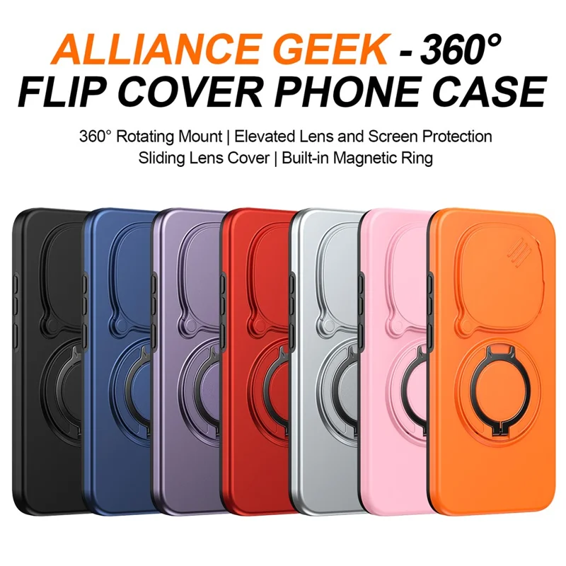 For Xiaomi Redmi Note 15 Pro 4G (Global) / Note 15 Pro 5G (Global) Magnetic Case Ring Kickstand Slide Camera Cover TPU PC Hybrid Phone Shell - Black