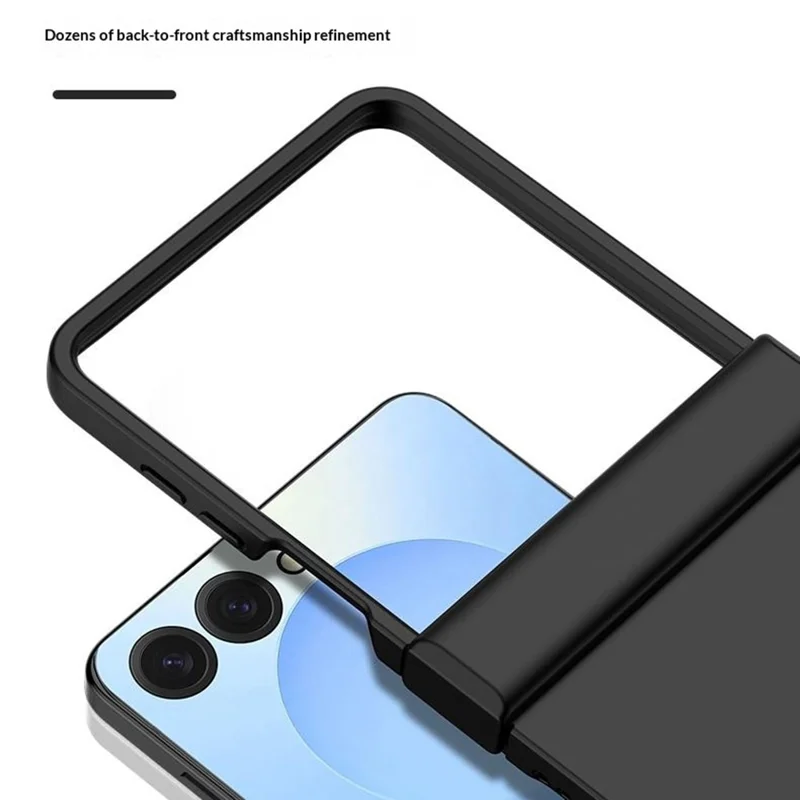 For Samsung Galaxy Z Flip8 Case Hinge Protection Skin-Touch PC Phone Cover - Black