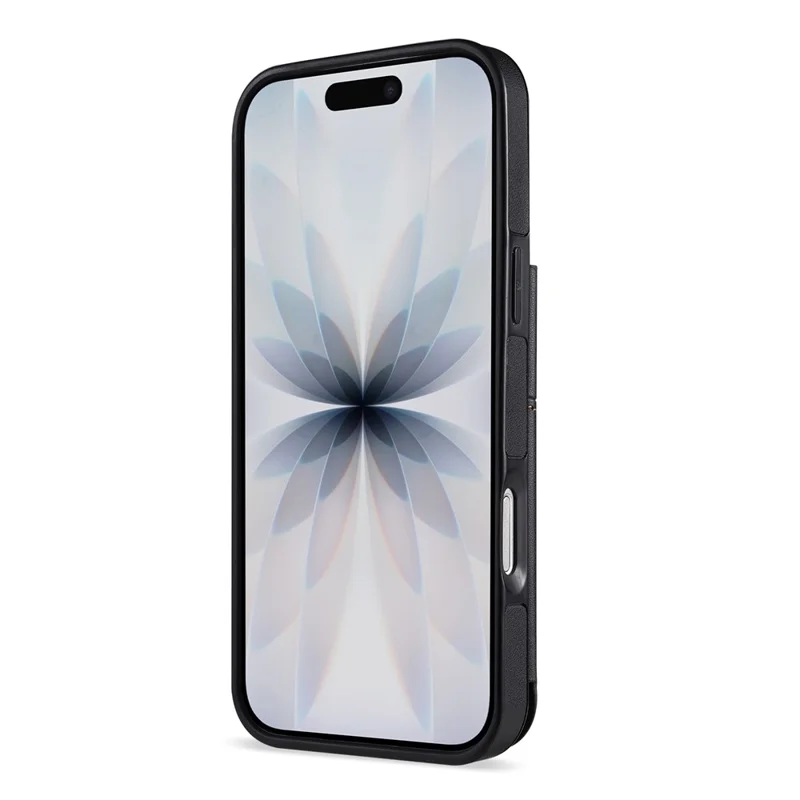 N.BEKUS P4 per iPhone 17 Custodia con Pulsanti Magnetici in Pelle + TPU con Porta Tessere e Supporto - Nero
