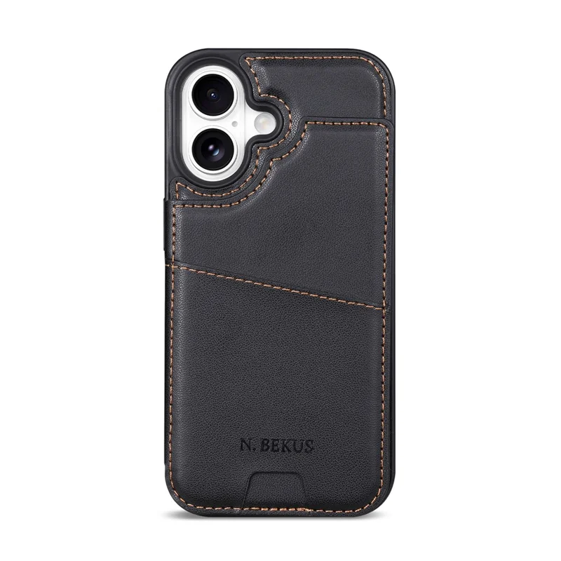 N.BEKUS P4 per iPhone 17 Custodia con Pulsanti Magnetici in Pelle + TPU con Porta Tessere e Supporto - Nero
