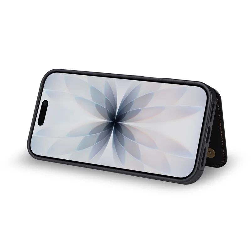 N.BEKUS P4 per iPhone 17 Custodia con Pulsanti Magnetici in Pelle + TPU con Porta Tessere e Supporto - Nero