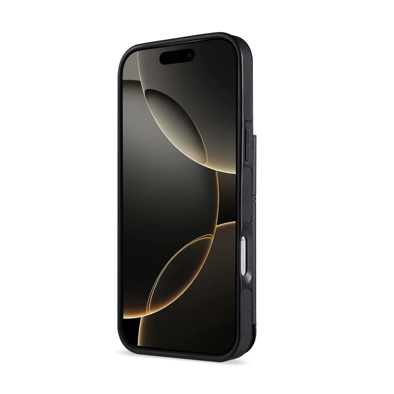 N.BEKUS P4 per iPhone 16 Pro Custodia con Pulsanti Magnetici in Pelle + TPU con Porta Carte e Supporto - Nero
