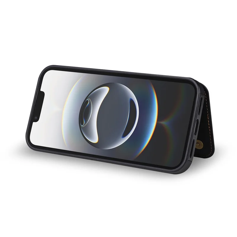 N.BEKUS P4 per iPhone 16e / 17e Custodia con Pulsanti Magnetici in Pelle + Cover in TPU con Porta Tessere e Supporto - Nero