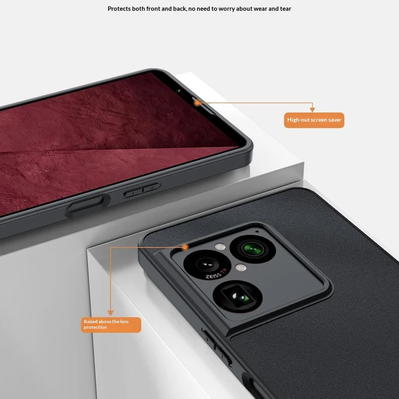 For Sony Xperia 1 VIII Case PU Leather Coated PC + TPU Anti-Drop Phone Cover - Black