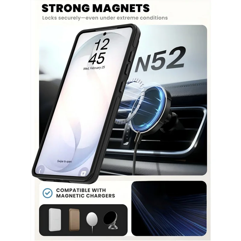 For Samsung Galaxy S23 Ultra Magnetic Case Double Color Rotating Ring Kickstand PC + TPU Phone Cover - Black