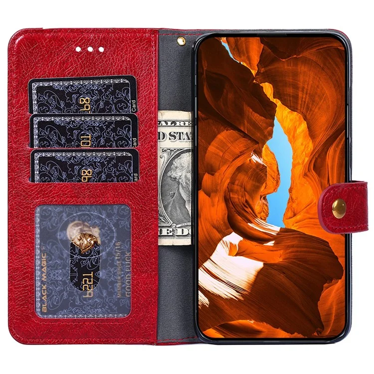 Per Samsung Galaxy S23 Ultra Zipper Pocket Phone Case PU Leather Foldable Stand Wallet Cover with Handy Strap - Rosso