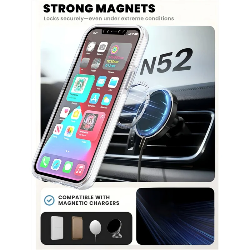For iPhone 12  /  12 Pro Magnetic Case Rotating Ring Kickstand Dual Color Acrylic + TPU Clear Phone Cover - White
