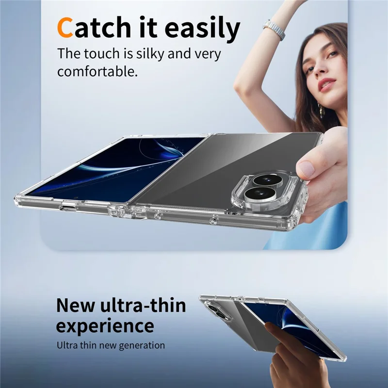 Cover trasparente largo per Samsung Galaxy Z Fold 8, custodia protettiva in TPU+acrilico antiurto - Trasparente