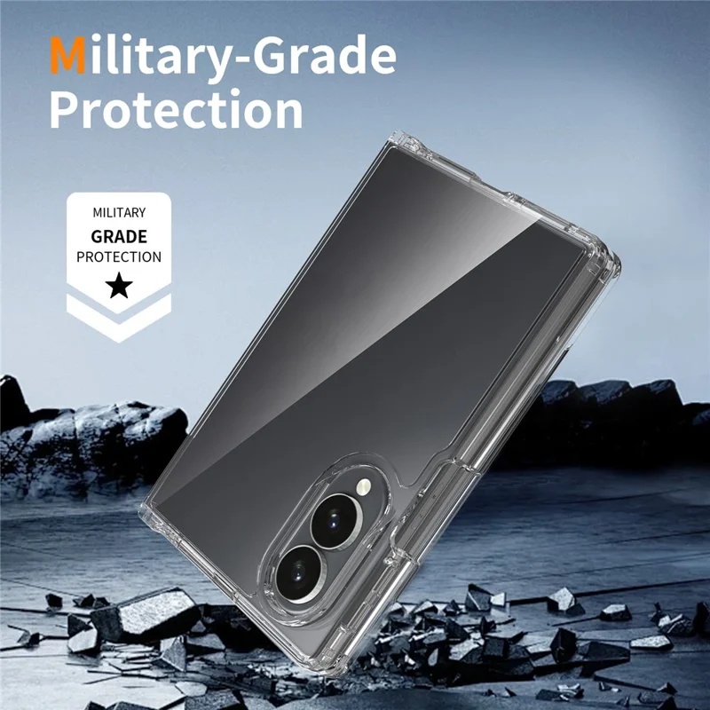 Cover trasparente largo per Samsung Galaxy Z Fold 8, custodia protettiva in TPU+acrilico antiurto - Trasparente