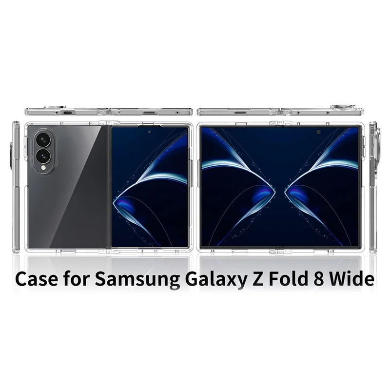 Cover trasparente largo per Samsung Galaxy Z Fold 8, custodia protettiva in TPU+acrilico antiurto - Trasparente