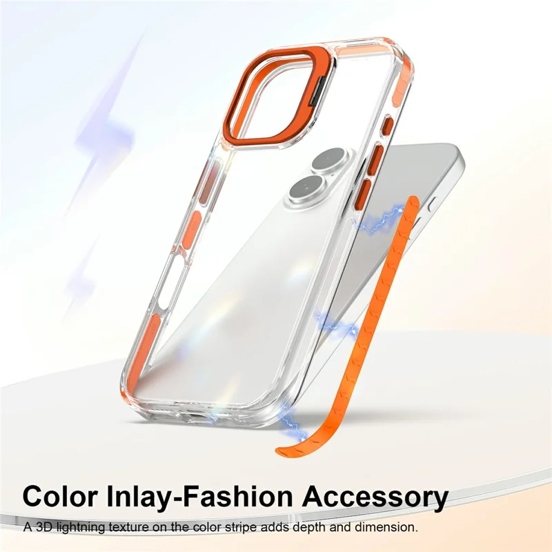 For iPhone 17 Case Metal Camera Kickstand Shockproof Clear PC + TPU Phone Cover - Transparent Orange