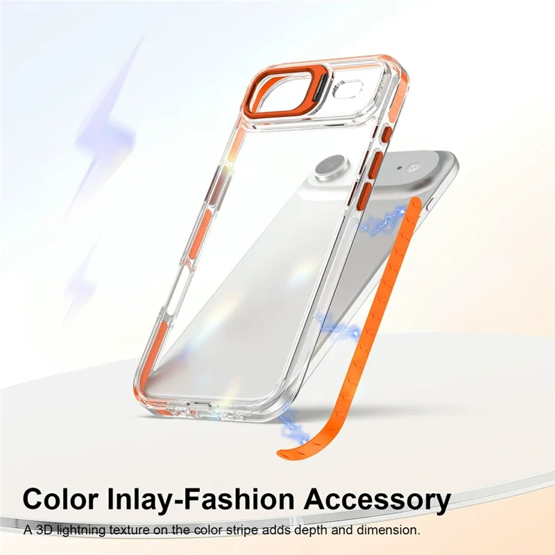 For iPhone Air Case Metal Camera Kickstand Shockproof Clear PC + TPU Phone Cover - Transparent Orange