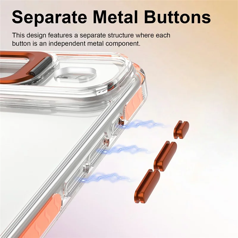 For iPhone Air Case Metal Camera Kickstand Shockproof Clear PC + TPU Phone Cover - Transparent Orange