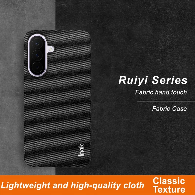 IMAK Ruiyi Series for Samsung Galaxy A27 Case Fabric Texture Leather + PC Phone Back Cover - Black