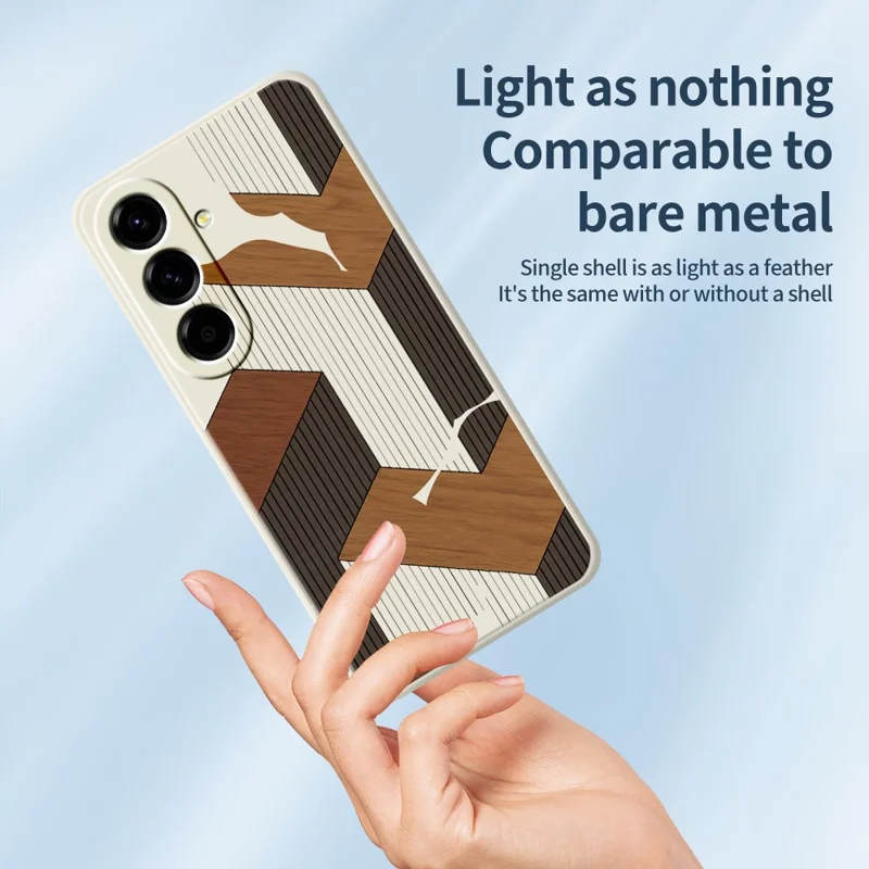 Samsung Galaxy A57 5G-hoes met geometrische houtnerfpatroon en rechte rand TPU-telefoonhoes - Beige