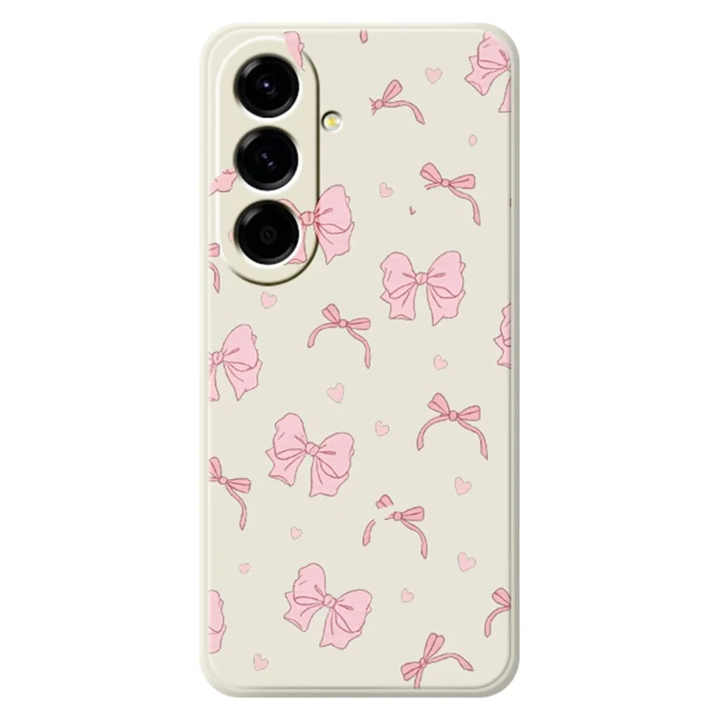 For Samsung Galaxy A27 Case Pink Bow Love Pattern Printing Straight Edge TPU Phone Back Cover - Beige