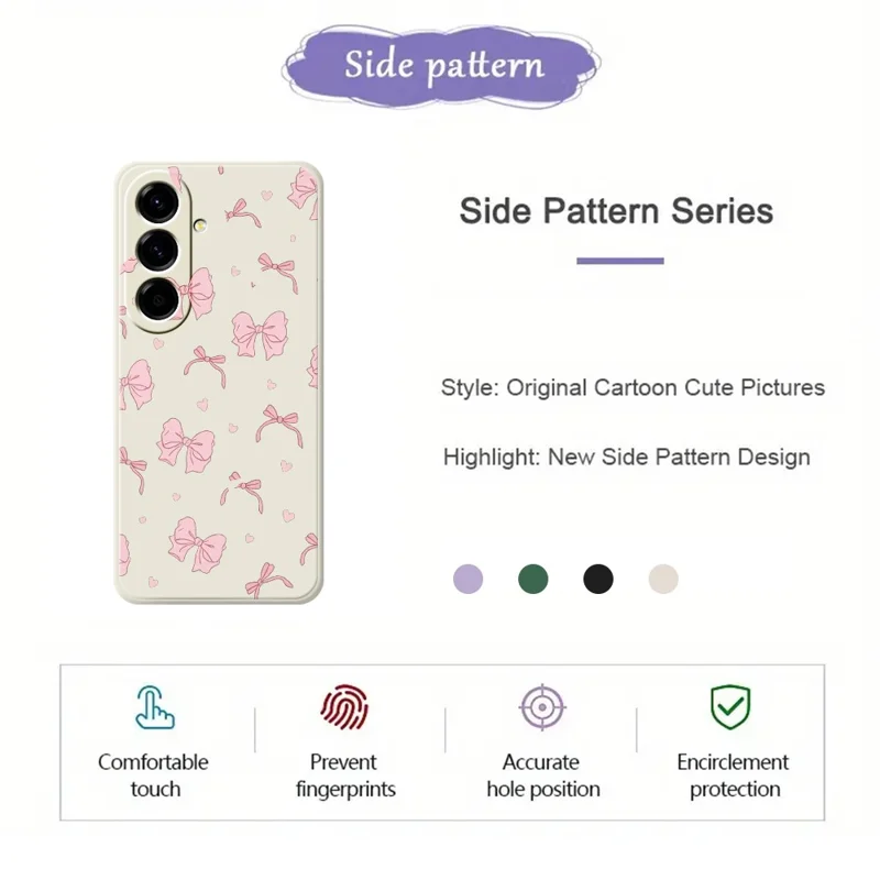 For Samsung Galaxy A27 Case Pink Bow Love Pattern Printing Straight Edge TPU Phone Back Cover - Beige