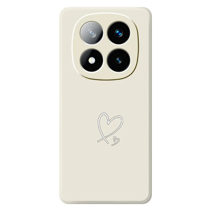 Funda para Xiaomi Redmi Note 15 5G (Global) / Poco M8 5G con Diseño de Estampado Blanco de Corazón, Borde Recto, Trasera de TPU - Beige