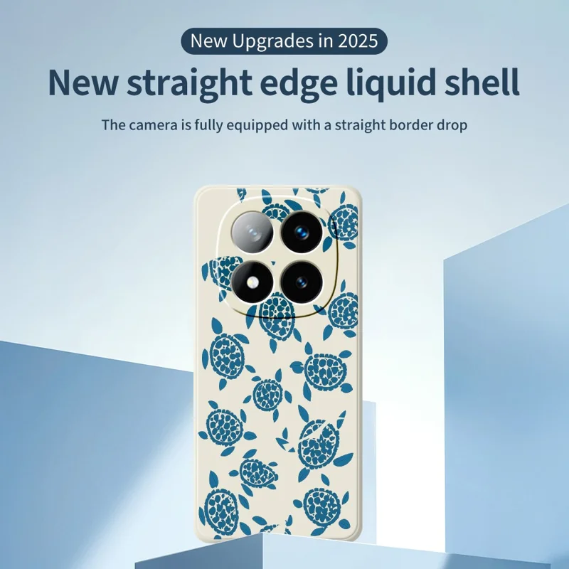 Funda para Xiaomi Redmi Note 15 5G (Global) / Poco M8 5G con diseño de tortuga azul, borde recto, cubierta trasera de TPU - Beige