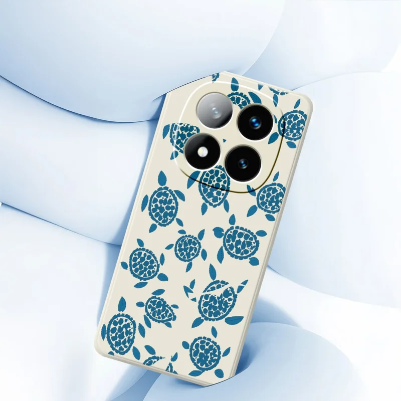 Funda para Xiaomi Redmi Note 15 5G (Global) / Poco M8 5G con diseño de tortuga azul, borde recto, cubierta trasera de TPU - Beige