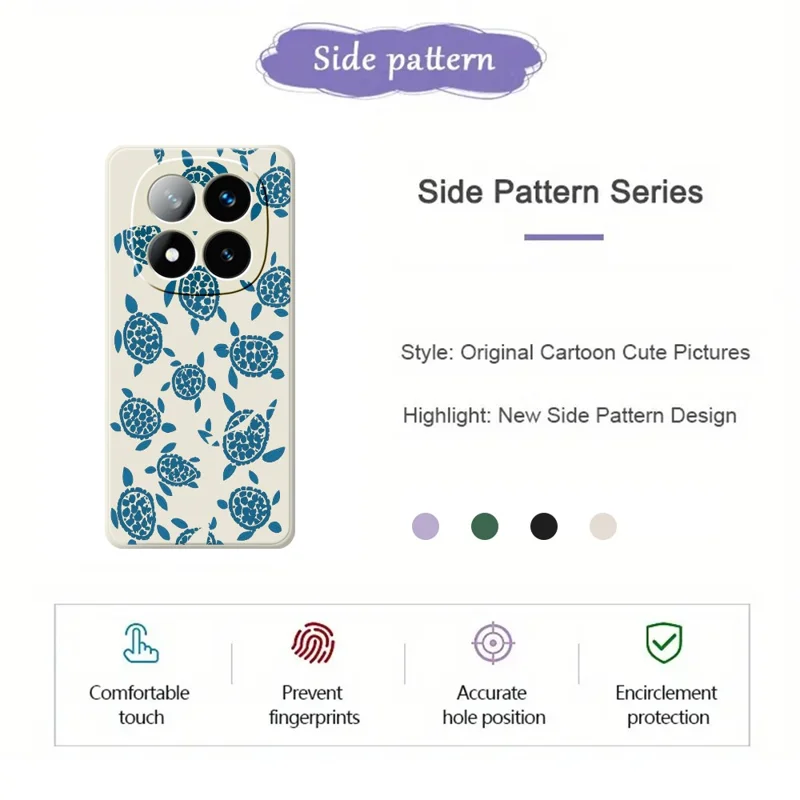 Funda para Xiaomi Redmi Note 15 5G (Global) / Poco M8 5G con diseño de tortuga azul, borde recto, cubierta trasera de TPU - Beige