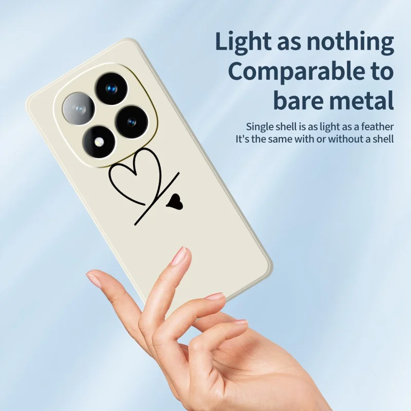Funda con diseño de amor negro para Xiaomi Redmi Note 15 5G (Global) / Poco M8 5G, borde recto, cubierta trasera de TPU - Beige