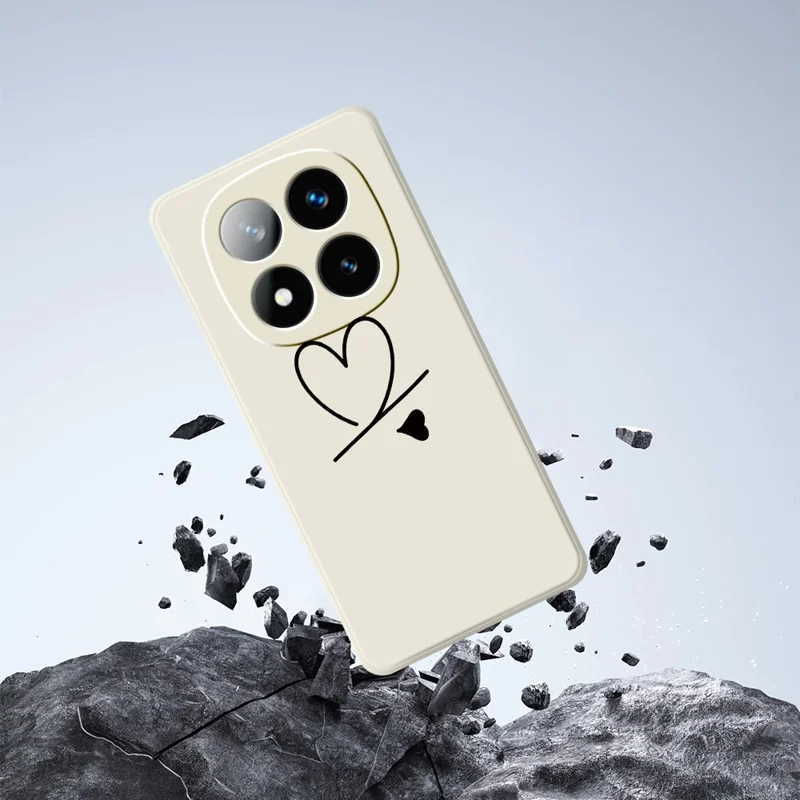 Funda con diseño de amor negro para Xiaomi Redmi Note 15 5G (Global) / Poco M8 5G, borde recto, cubierta trasera de TPU - Beige