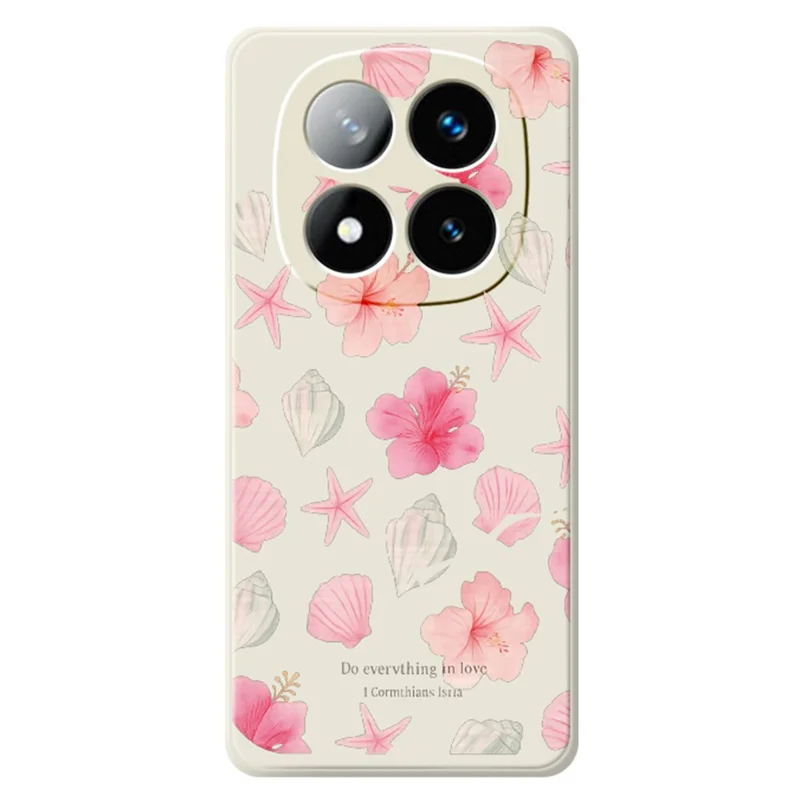 Funda para Xiaomi Redmi Note 15 5G (Global) / Poco M8 5G, carcasa con diseño de flores de melocotonero, borde recto, cubierta trasera de TPU - Beige