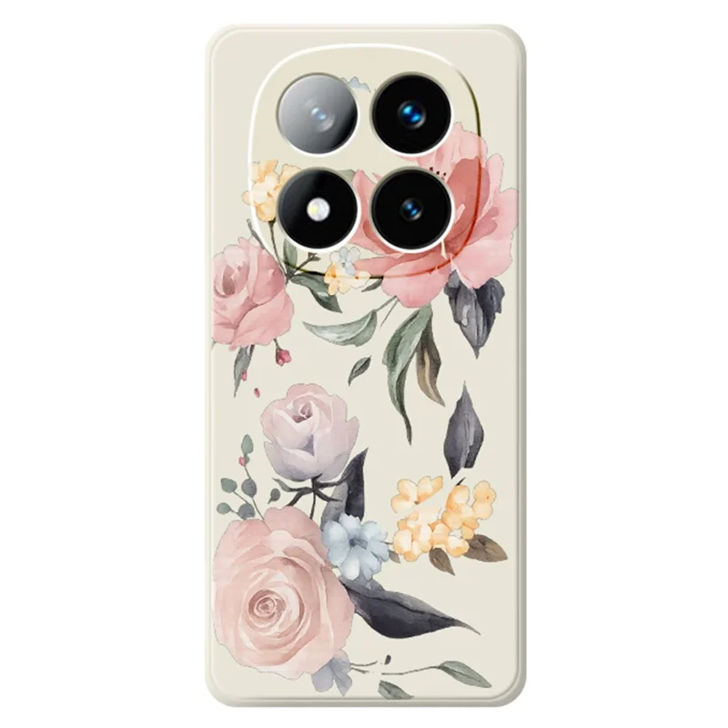 Funda para Xiaomi Redmi Note 15 5G (Global) / Poco M8 5G con diseño de flores grandes, borde recto, carcasa trasera de TPU - Beige