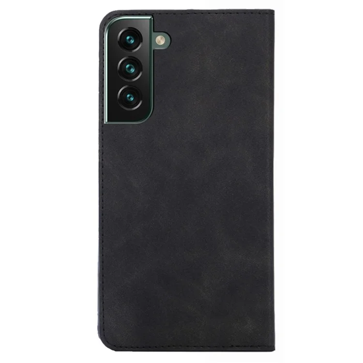 For Samsung Galaxy S23+ Skin-touch Feeling Full Protection Phone Stand Case Magnetic Auto-absorbed Card Holder Cover - Black