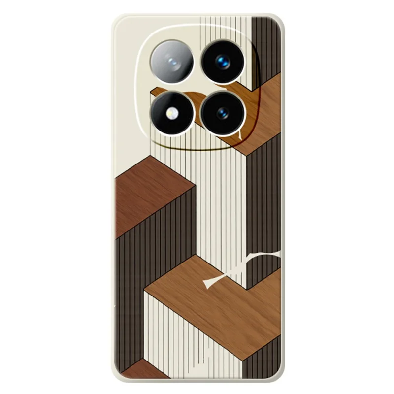 For Xiaomi Redmi Note 15 5G (Global) / Poco M8 5G Case Geometric Wood Grain Pattern Printing Straight Edge TPU Phone Back Cover - Beige