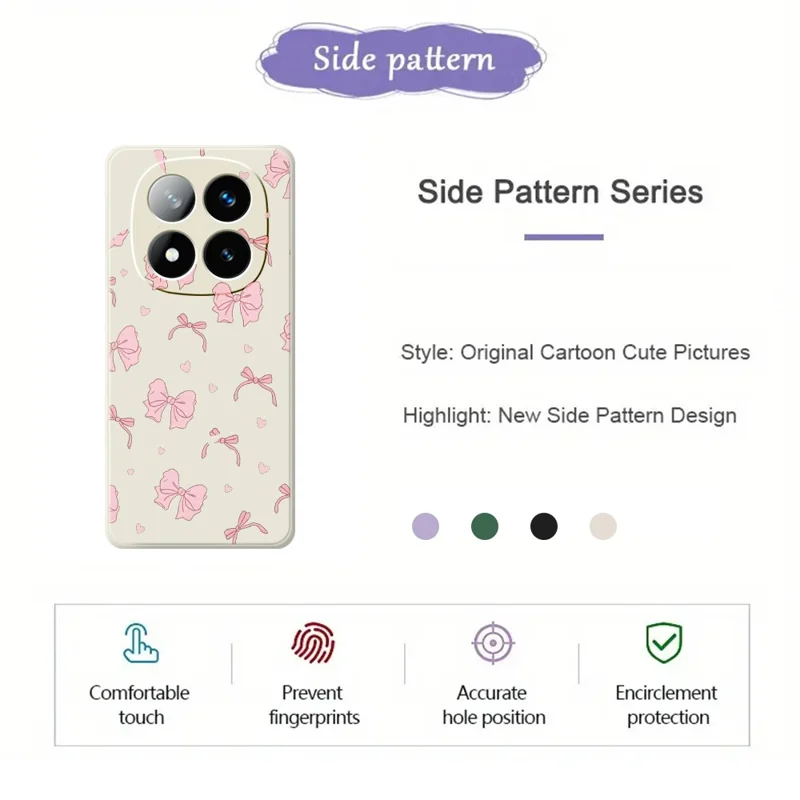 For Xiaomi Redmi Note 15 5G (Global)  /  Poco M8 5G Case Pink Bow Love Pattern Printing Straight Edge TPU Phone Back Cover - Beige