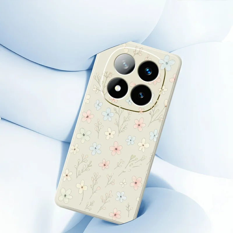 Til Xiaomi Redmi Note 15 5G (Global) / Poco M8 5G Case med trykt mønster af små blomsterkviste, lige kanter, TPU telefonbagdæksel - beige