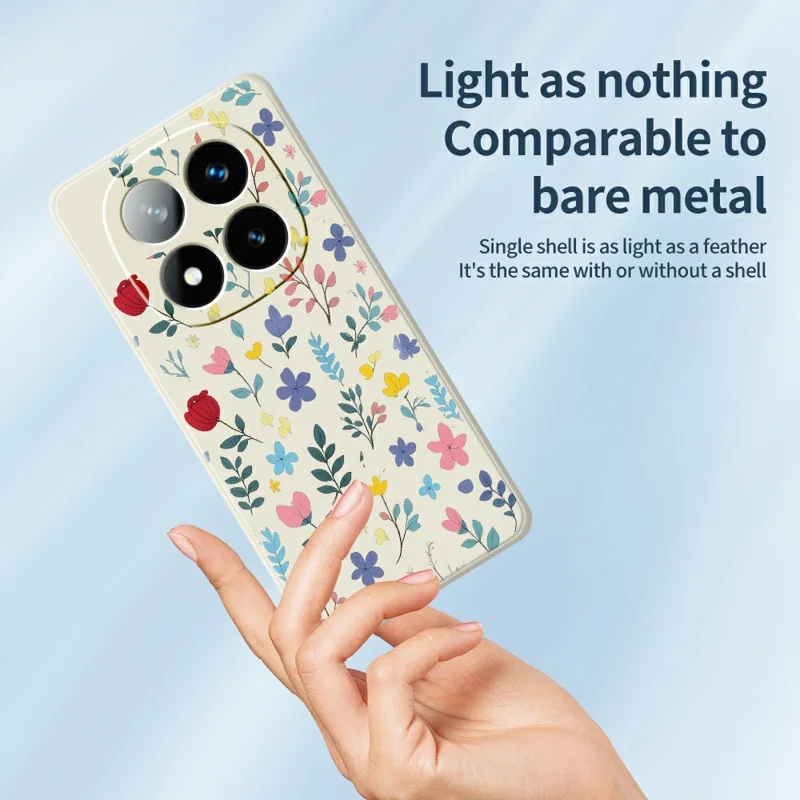 Til Xiaomi Redmi Note 15 Pro 5G (Global) Etui med farverige blomsterstensmønster, lige kanter, TPU telefon bagdæksel - beige