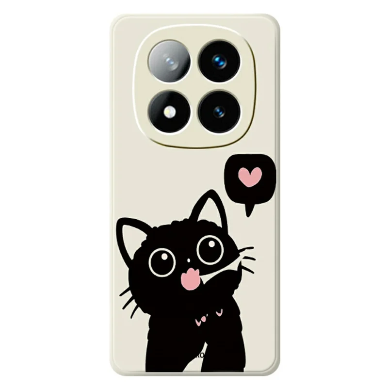 For Xiaomi Redmi Note 15 Pro 5G (Global) Case Love Black Cat Pattern Printing Straight Edge TPU Phone Back Cover - Beige