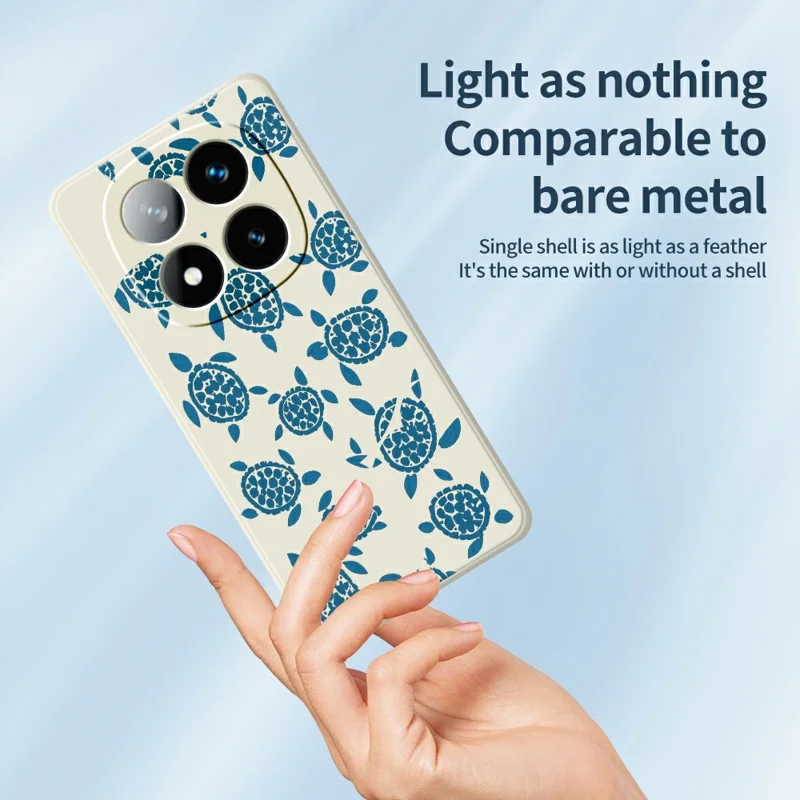 For Xiaomi Redmi Note 15 Pro 5G (Global) Case Blue Turtle Pattern Printing Straight Edge TPU Phone Back Cover - Beige