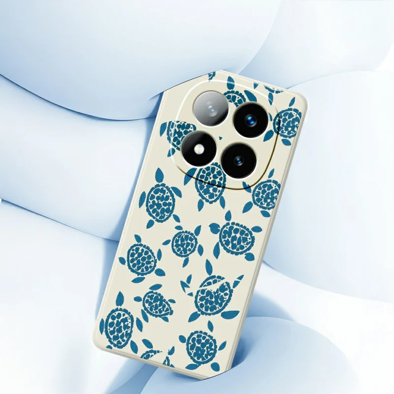 For Xiaomi Redmi Note 15 Pro 5G (Global) Case Blue Turtle Pattern Printing Straight Edge TPU Phone Back Cover - Beige