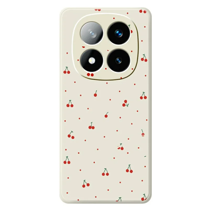 Coque pour Xiaomi Redmi Note 15 Pro 5G (Global) - Motif Cerise Rouge, Bord Droit, Revêtement Arrière en TPU - Beige
