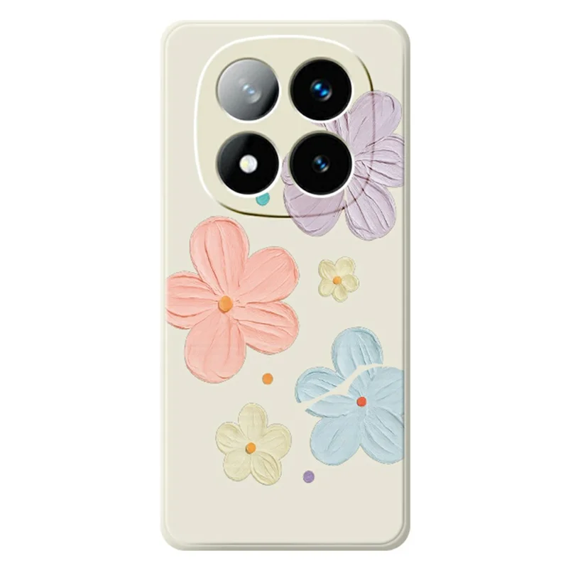 For Xiaomi Redmi Note 15 Pro 5G (Global) Case Four Color Flowers Pattern Printing Straight Edge TPU Phone Back Cover - Beige