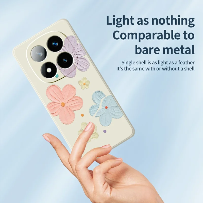 For Xiaomi Redmi Note 15 Pro 5G (Global) Case Four Color Flowers Pattern Printing Straight Edge TPU Phone Back Cover - Beige
