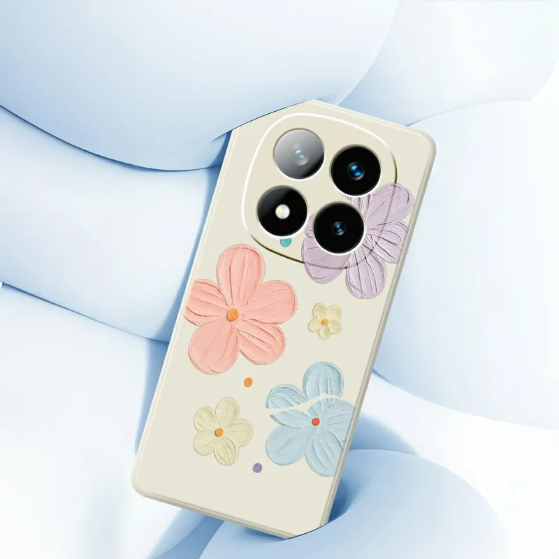 For Xiaomi Redmi Note 15 Pro 5G (Global) Case Four Color Flowers Pattern Printing Straight Edge TPU Phone Back Cover - Beige