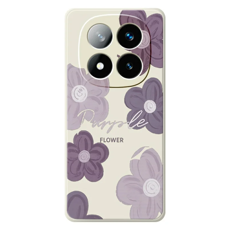 For Xiaomi Redmi Note 15 Pro 5G (Global) Case Purple Flower Pattern Printing Straight Edge TPU Phone Back Cover - Beige