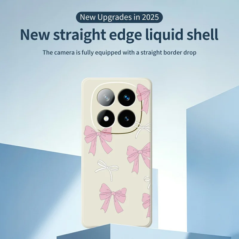 Coque pour Xiaomi Redmi Note 15 Pro 5G (Global) avec motif d'arcs roses, bord droit, dos en TPU - Beige