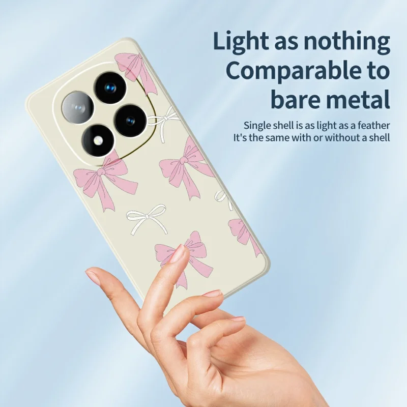 Coque pour Xiaomi Redmi Note 15 Pro 5G (Global) avec motif d'arcs roses, bord droit, dos en TPU - Beige