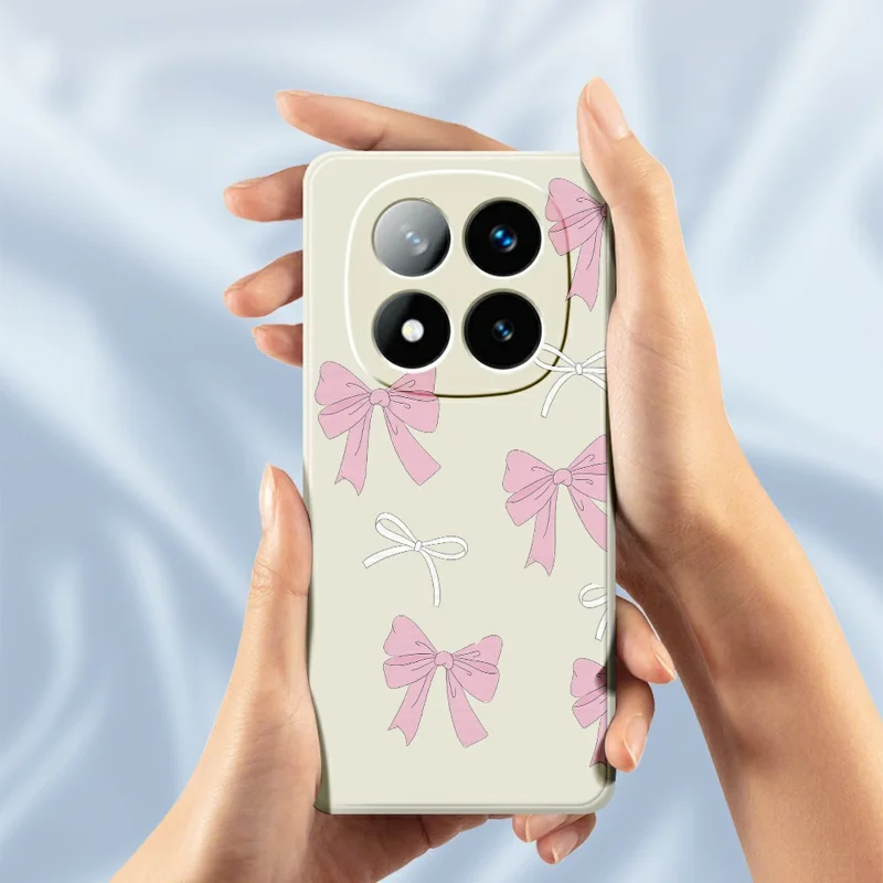 Coque pour Xiaomi Redmi Note 15 Pro 5G (Global) avec motif d'arcs roses, bord droit, dos en TPU - Beige